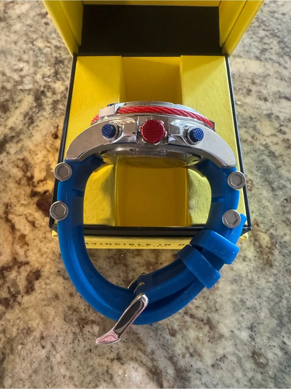 Invicta Blue and Red Men's Sport Watch with Silver Case